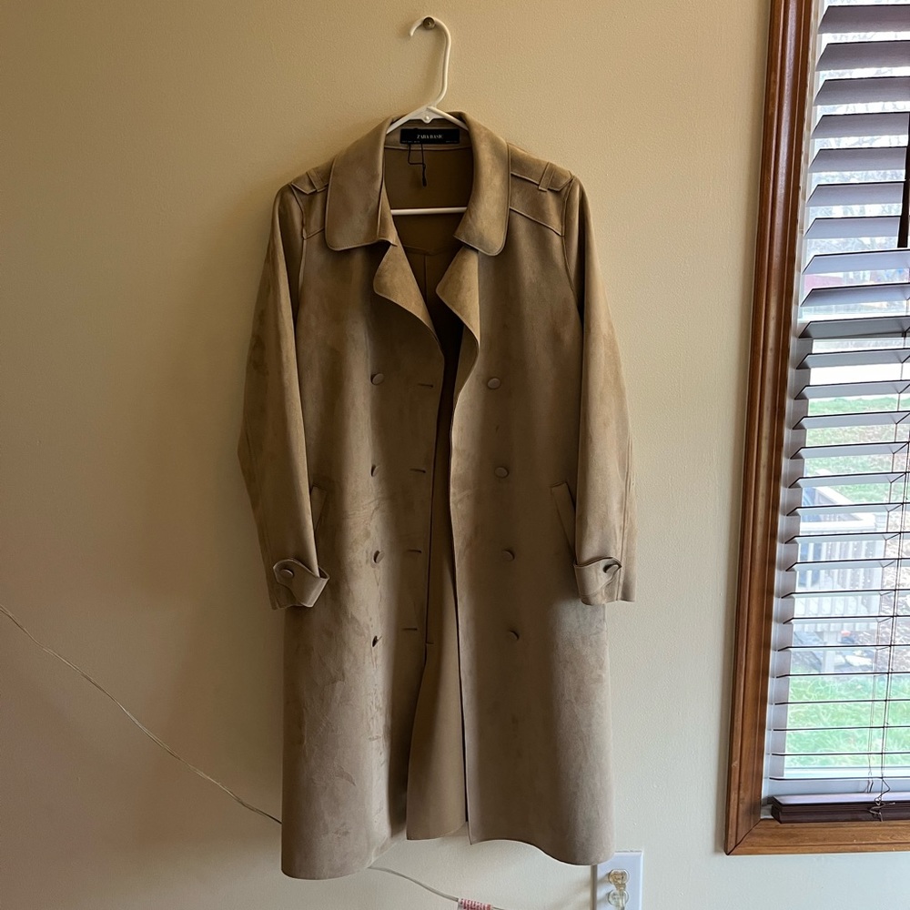 Zara Basics Suede Button-Up Trench